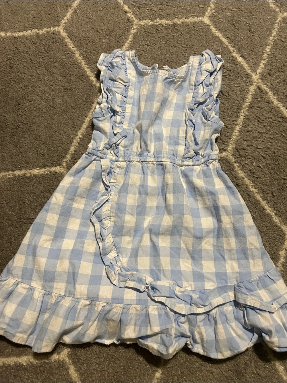 wonder nation Light Blue & White Gingham Ruffle Dress